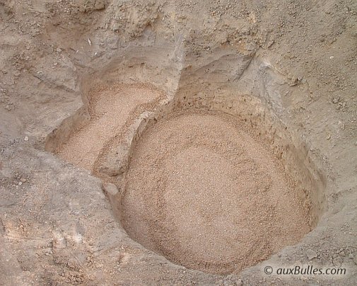 La réalisation du terrassement et de l'excavation pour accueillir le bassin de jardin préformé.