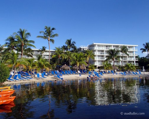 Vue sur l'hôtel Reefhouse Resort & Marina avec sa plage de sable blanc