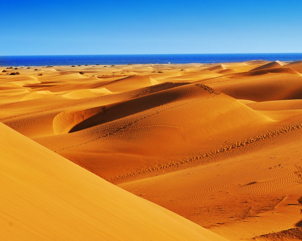 La plage de Maspalomas avec ses dunes à Grande Canarie
