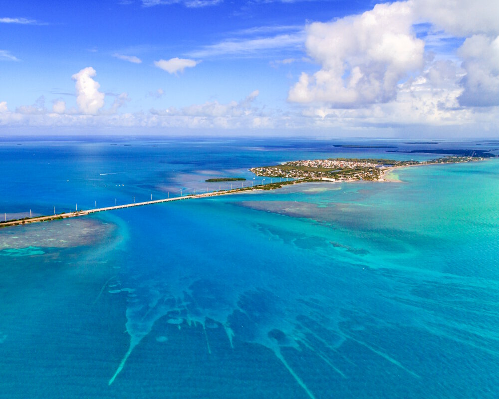 Une vue aérienne sur les Keys à la pointe sud de Floride