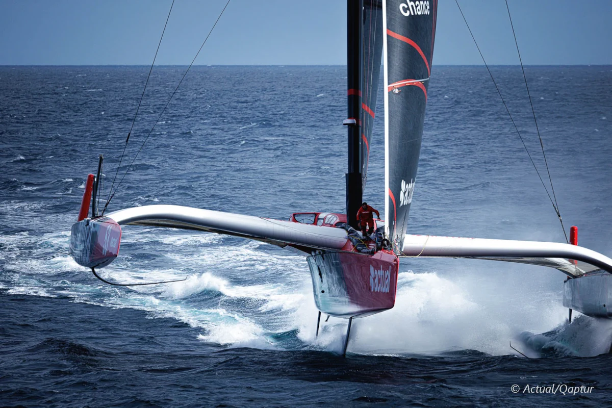 À la barre d'Actual Ultim 4, Anthony Marchand s'apprête à prendre le départ de sa première Route du Rhum