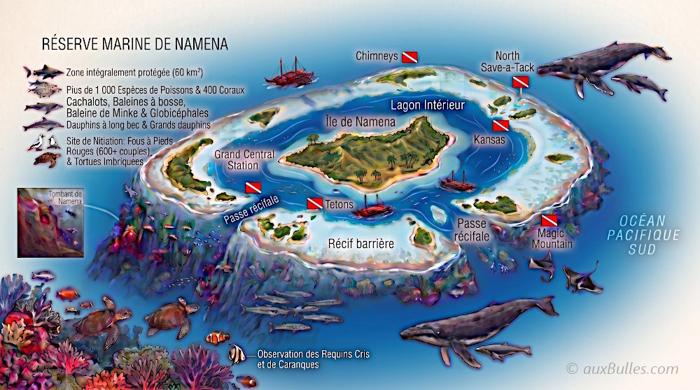 Carte de la réserve marine de Namena, située au sud de l'île de Vanua Levu, aux Fidji Carte de la réserve marine de Namena, située au sud de l'île de Vanua Levu, aux Fidji
