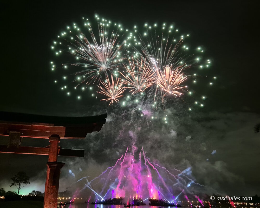 Le feu d'articifice en point d'orgue pour clôturer votre journée au parc Disney d'EPCOT Le feu d'articifice en point d'orgue pour clôturer votre journée au parc Disney d'EPCOT