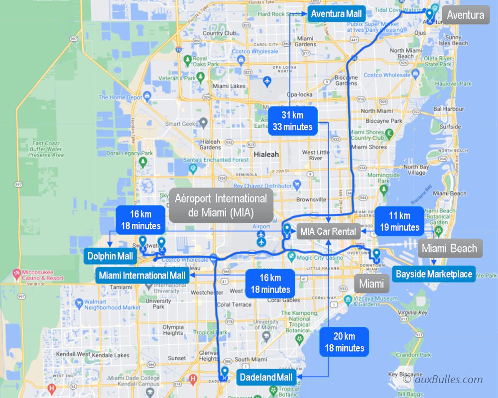 The outlets and malls near Miami airport in Florida