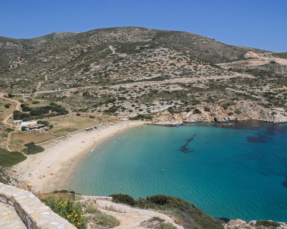 Kedros Beach on Donoussa Island in the Small Cyclades in the Aegean Sea Kedros Beach on Donoussa Island in the Small Cyclades in the Aegean Sea