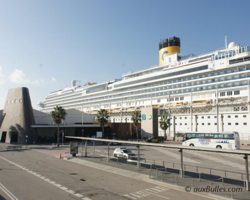 The cruise ship waits peacefully for its passengers to return onboard !