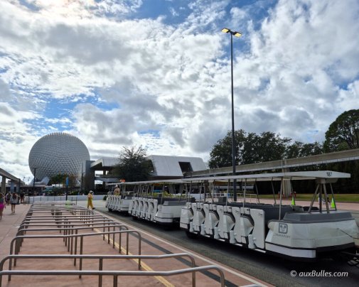 The shuttle takes you to the main entrance of Disney's EPCOT theme park The shuttle takes you to the main entrance of Disney's EPCOT theme park