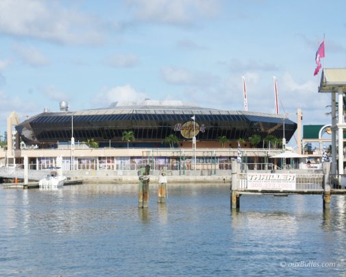 The famous Hard Rock Café located by the water near Bayside Marketplace in Miami