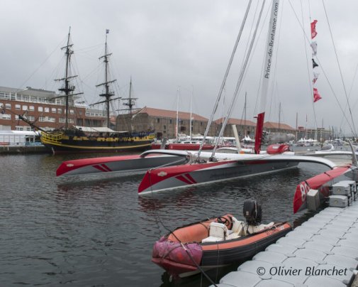 Le trimaran Prince de Bretagne à quai avant le départ de la Transat Jacques Vabre 2015 Le trimaran Prince de Bretagne à quai avant le départ de la Transat Jacques Vabre 2015