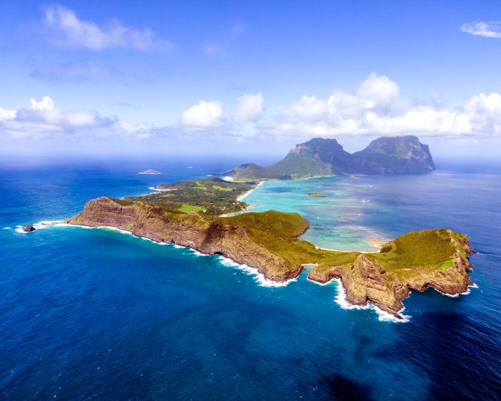 Vue aérienne sur l'île de Lord Howe (Mer de Tasman)