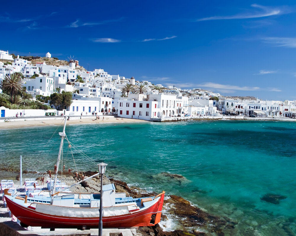 Le port de la ville de Mykonos