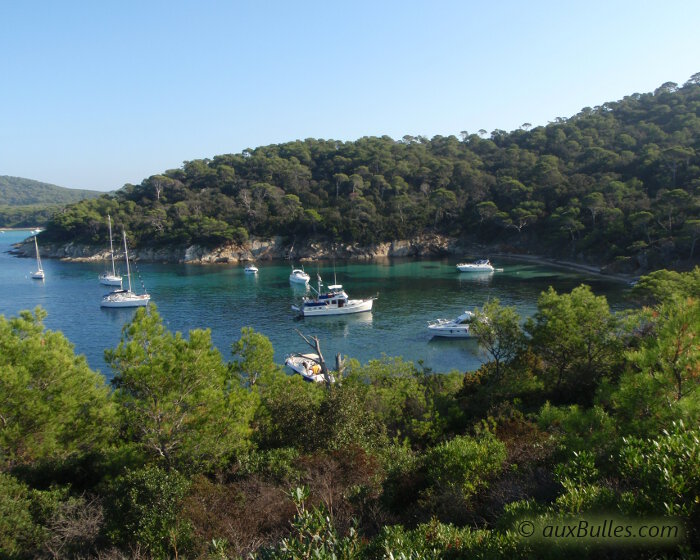 L'ile de Porquerolles offre une cote aux contours très découpés, ponctuée coté face au continent de plages