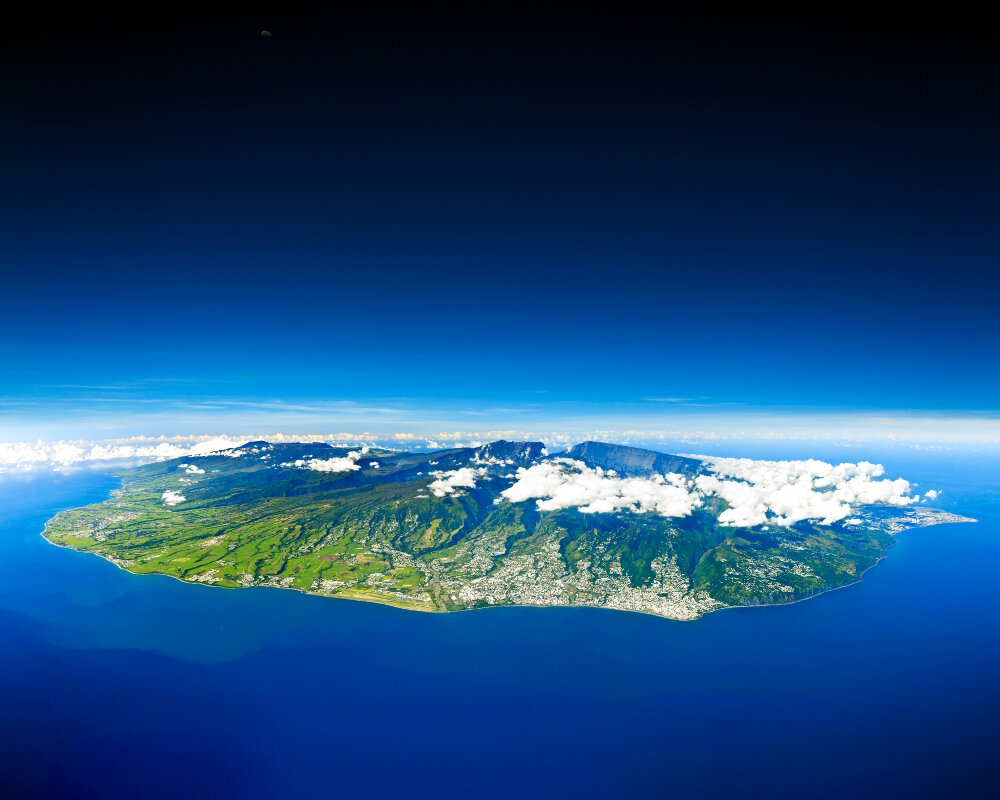 Vue aérienne de l'ile de la Réunion