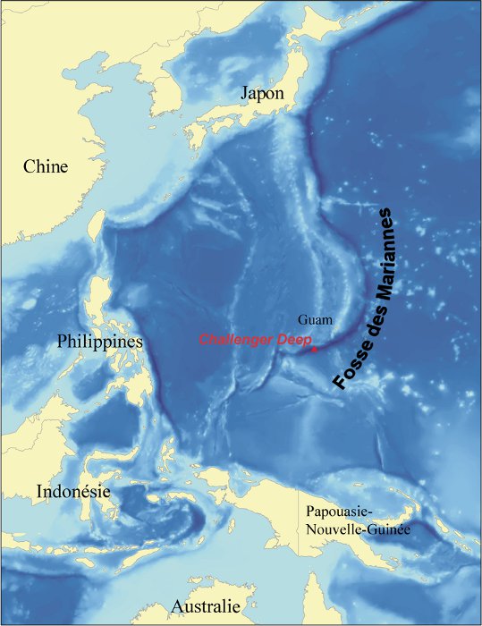 La fosse des Mariannes dans l'océan Pacifique