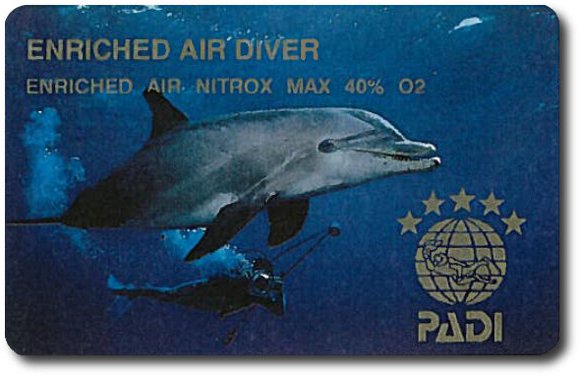 La carte PADI Enriched Air Diver La carte PADI Enriched Air Diver