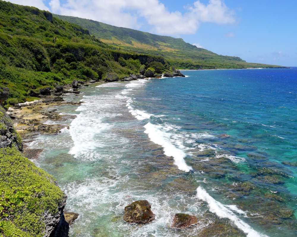 Panoramic view of the coastline of Rota Island in the Northern Mariana Islands Panoramic view of the coastline of Rota Island in the Northern Mariana Islands