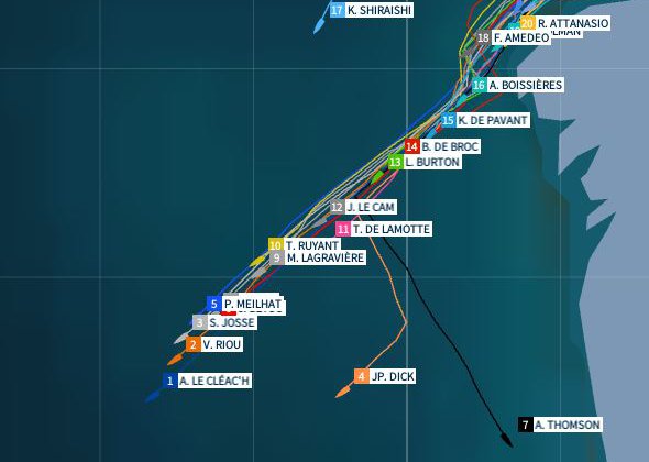 Position des skippers du Vendée Globe 2016 le 8 Novembre 2016 à 00:05 GMT