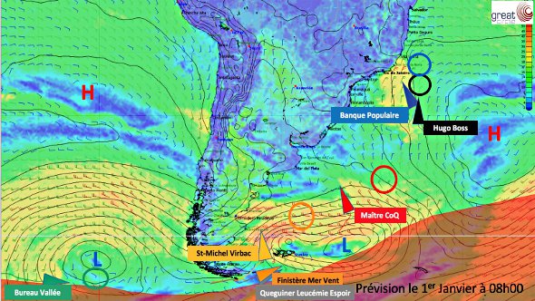 Les prévisions météo sur l'océan Atlantique pour le 1er janvier 2017