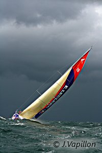 Corentin Douget sur E.Leclerc Mobile dans la Solitaire du Figaro 2009