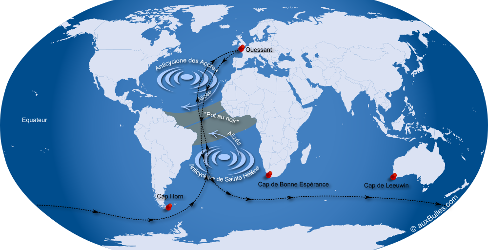 La carte du parcours du trophée Jules Verne